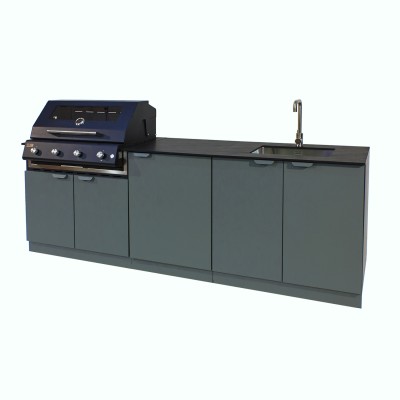 Cucina da Esterno Porta Maggiore Barbecue Piano Lavoro e Lavello Verde Officine 2