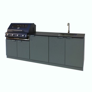 Cucina da Esterno Porta Maggiore Barbecue Piano Lavoro e Lavello Verde Officine