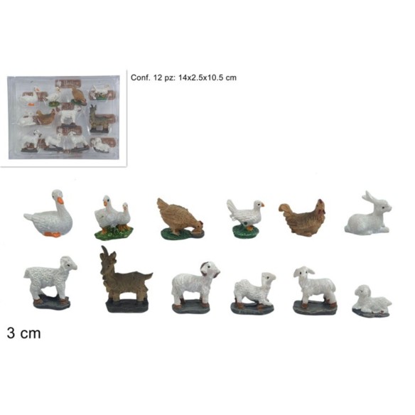 Animali per Presepe 12 Modelli Assortiti 3 cm 032943