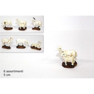 Set 6 Pecore 5 cm in Resina Animali per Presepe