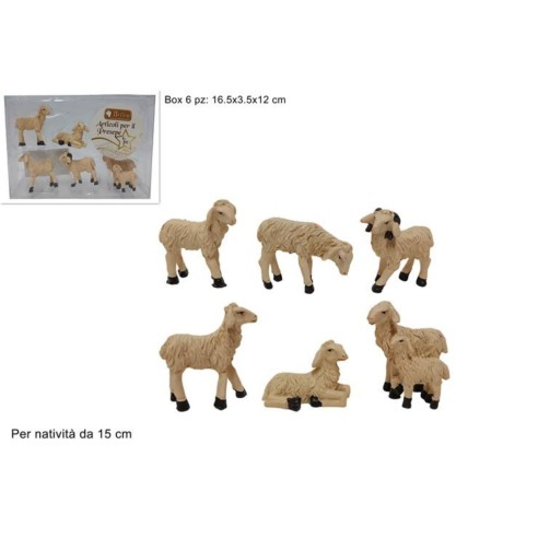Set 6 Pecore in Resina per Natività da 15 cm 409615