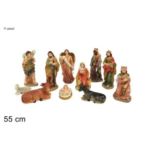 Natività in Resina 55 cm Set 11 pezzi per Presepe 390654