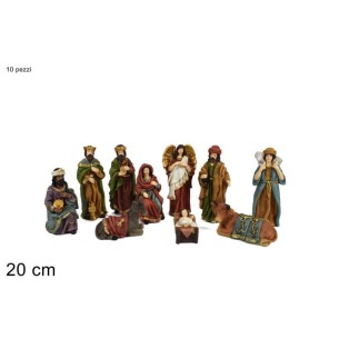 Natività in Resina Effetto Juta 20 cm 10 Pezzi 108988