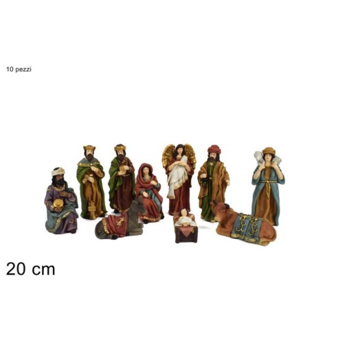 Natività in Resina Effetto Juta 20 cm 10 Pezzi 108988