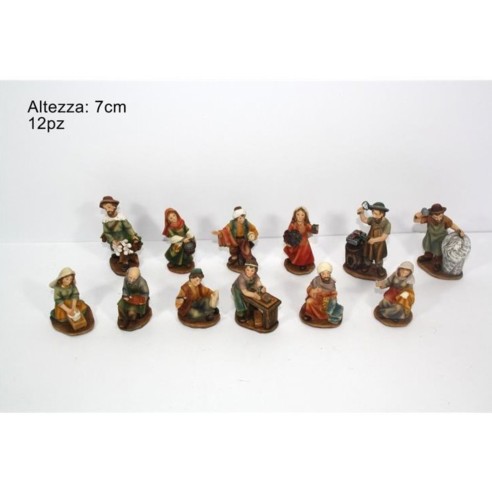 Pastori per Presepe Mestieri in resina 7 cm 12 Statuine 219429