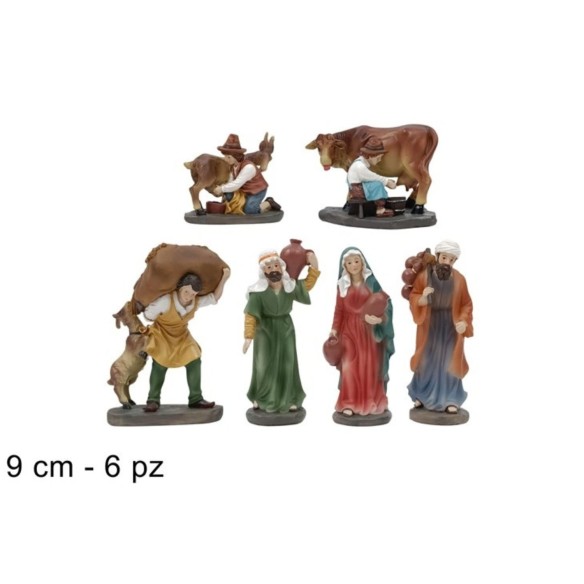 Pastori per Presepe Mestieri in Resina 9 cm 6 Statuine 411194