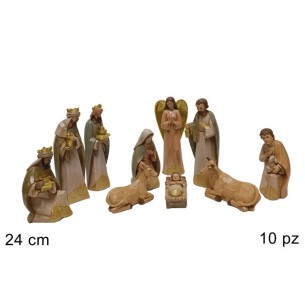 Natività Effetto Legno 24 cm 10 Pezzi 254777