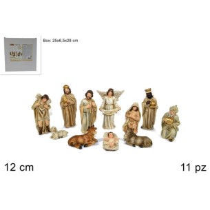 Natività Effetto Legno Panna 12 cm 11 Pezzi 548475