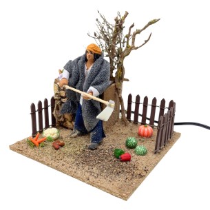 Contadino con Orto Pastore per Presepe in Movimento Statuina 12 cm 2
