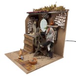 Filatrice con Arcolaio Pastore per Presepe in Movimento 17x17 cm