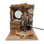 Filatrice con Arcolaio Pastore per Presepe in Movimento 17x17 cm