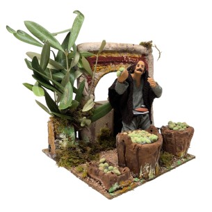 Venditore di Olive Pastore per Presepe in Movimento 17x17 cm 2