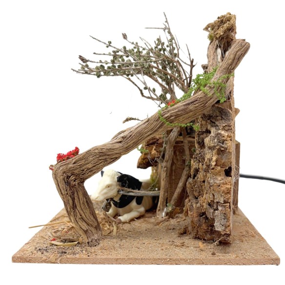 Mucca Seduta Animali per Presepe in Movimento 17x17 cm