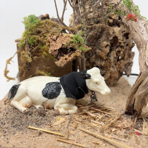 Mucca Seduta Animali per Presepe in Movimento 17x17 cm