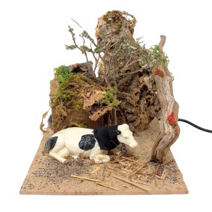 Mucca Seduta Animali per Presepe in Movimento 17x17 cm