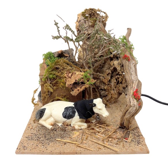 Mucca Seduta Animali per Presepe in Movimento 17x17 cm