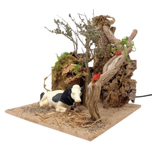 Mucca Seduta Animali per Presepe in Movimento 17x17 cm 2