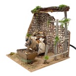 Asino che Mangia Animali per Presepe in Movimento 17x17 cm