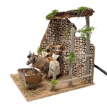 Asino che Mangia Animali per Presepe in Movimento 17x17 cm