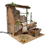 Asino che Mangia Animali per Presepe in Movimento 17x17 cm