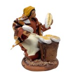Donna che Vende il Pane Statuina in Terracotta per Presepe 14 cm