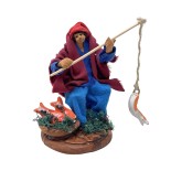Il Pescatore Statuina in Terracotta per Presepe 14 cm