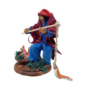 Il Pescatore Statuina in Terracotta per Presepe 14 cm 2