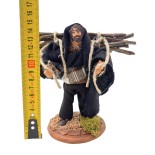 Uomo con Legna Statuina in Terracotta per Presepe 14 cm