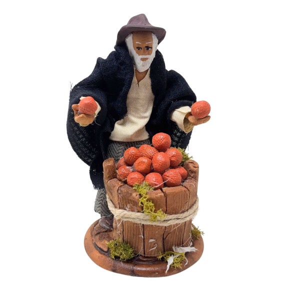 Venditore di Arance Statuina in Terracotta per Presepe 14 cm