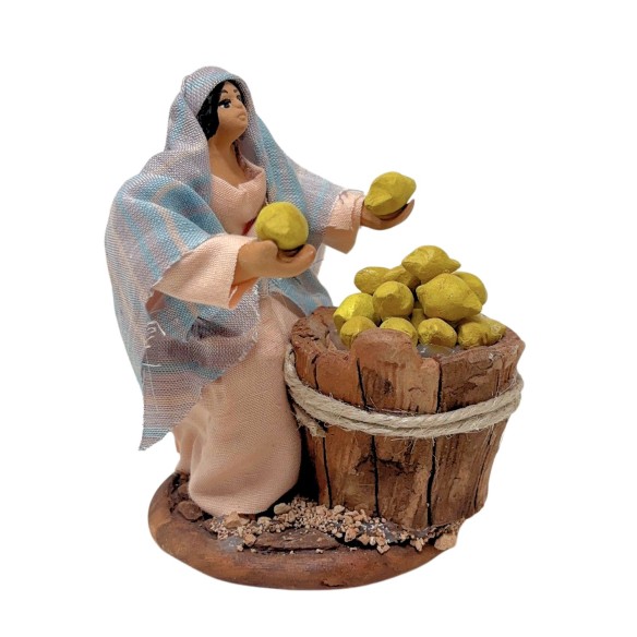 Venditrice di Limoni Statuina in Terracotta per Presepe 14 cm