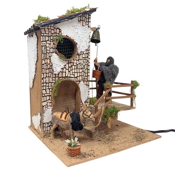 Uomo che Suona la Campana Pastore in Movimento 17x17 cm