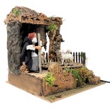 Uomo con Pecore Pastore per Presepe in Movimento 23x18 cm