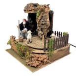 Uomo con Pecore Pastore per Presepe in Movimento 23x18 cm