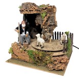 Uomo con Pecore Pastore per Presepe in Movimento 23x18 cm