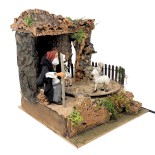 Uomo con Pecore Pastore per Presepe in Movimento 23x18 cm