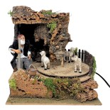Uomo con Pecore Pastore per Presepe in Movimento 23x18 cm