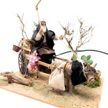 Uomo con Carretto Pastore per Presepe in Movimento 23x18 cm