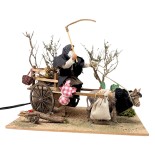 Uomo con Carretto Pastore per Presepe in Movimento 23x18 cm