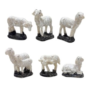 Gruppo 6 Pecorelle per Presepe in Resina 4 cm 302121