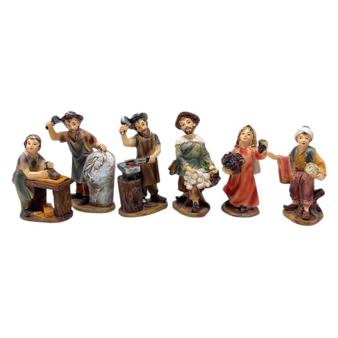 Pastori per Presepe Mestieri in resina 7 cm 12 Statuine 219429