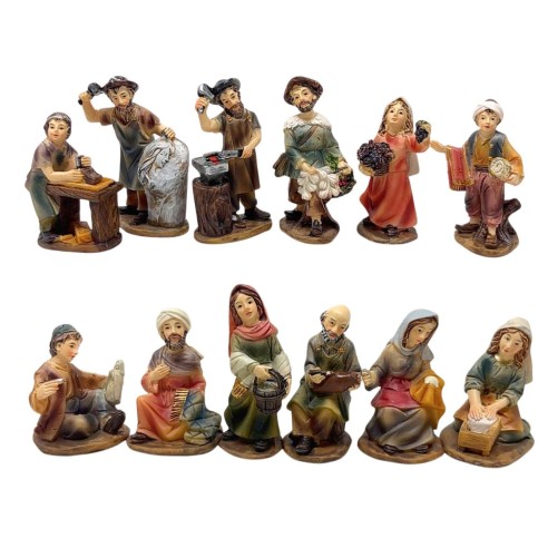 Pastori per Presepe Mestieri in resina 7 cm 12 Statuine 219429