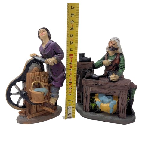 Pastori Mestieri in Resina 15 cm per Presepe 4 Pezzi 188084