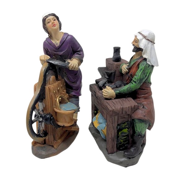Pastori Mestieri in Resina 15 cm per Presepe 4 Pezzi 188084