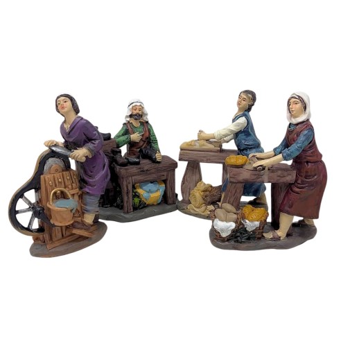 Pastori Mestieri in Resina 15 cm per Presepe 4 Pezzi 188084