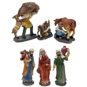 Pastori per Presepe Mestieri in Resina 12 cm 6 Statuine 411187