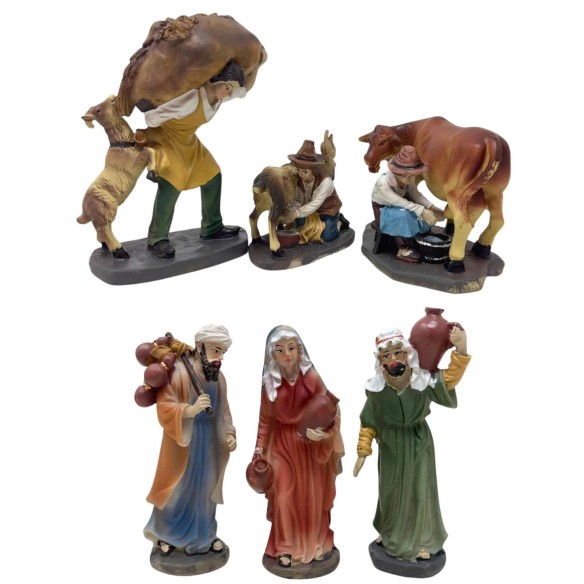 Pastori per Presepe Mestieri in Resina 12 cm 6 Statuine 411187