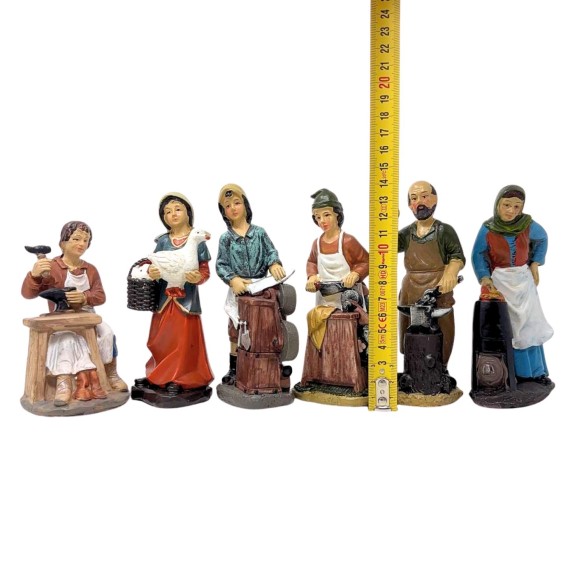 Pastori Mestieri in Resina 15 cm per Presepe 6 Pezzi 383854