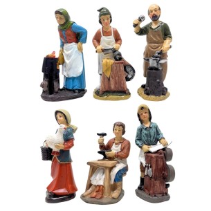 Pastori Mestieri in Resina 15 cm per Presepe 6 Pezzi 383854