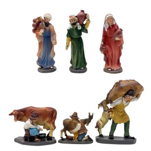 Pastori per Presepe Mestieri in Resina 9 cm 6 Statuine 411194