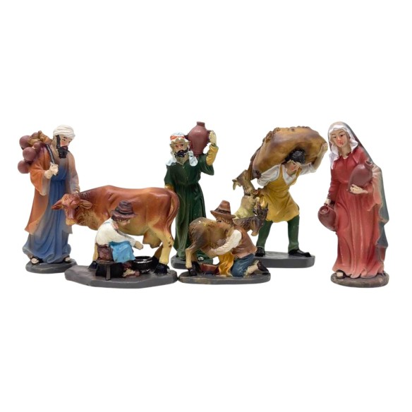 Pastori per Presepe Mestieri in Resina 9 cm 6 Statuine 411194